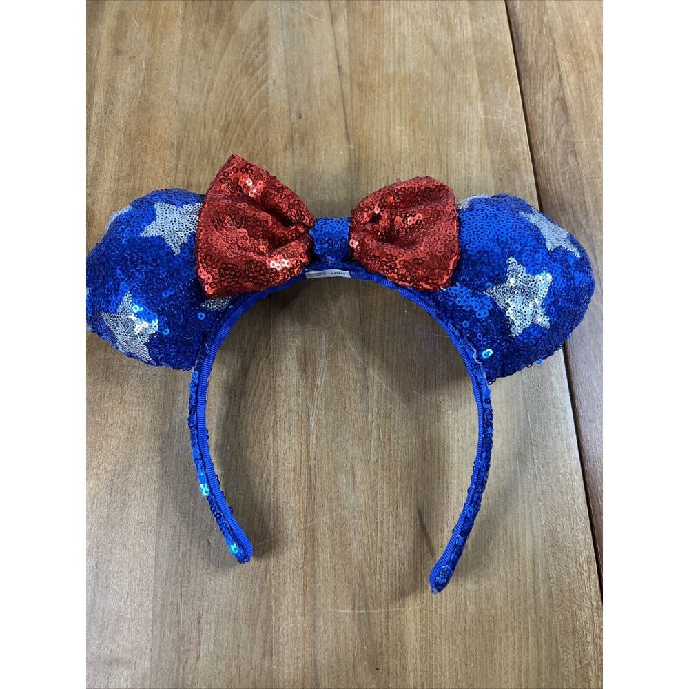 Disney Minnie Mouse Headband Ears Blue Sequins